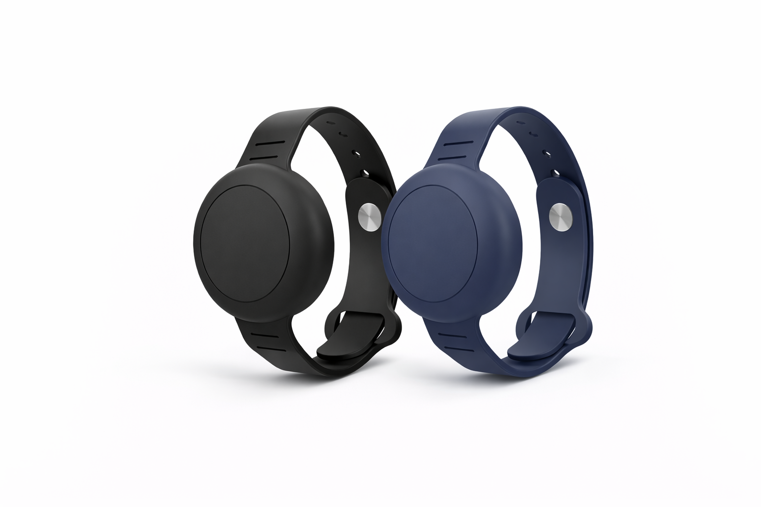 Adjustable Silicone Wristband – 2-Pack (Black & Navy Blue) Compatible with AirTag & Android Tracking Tags