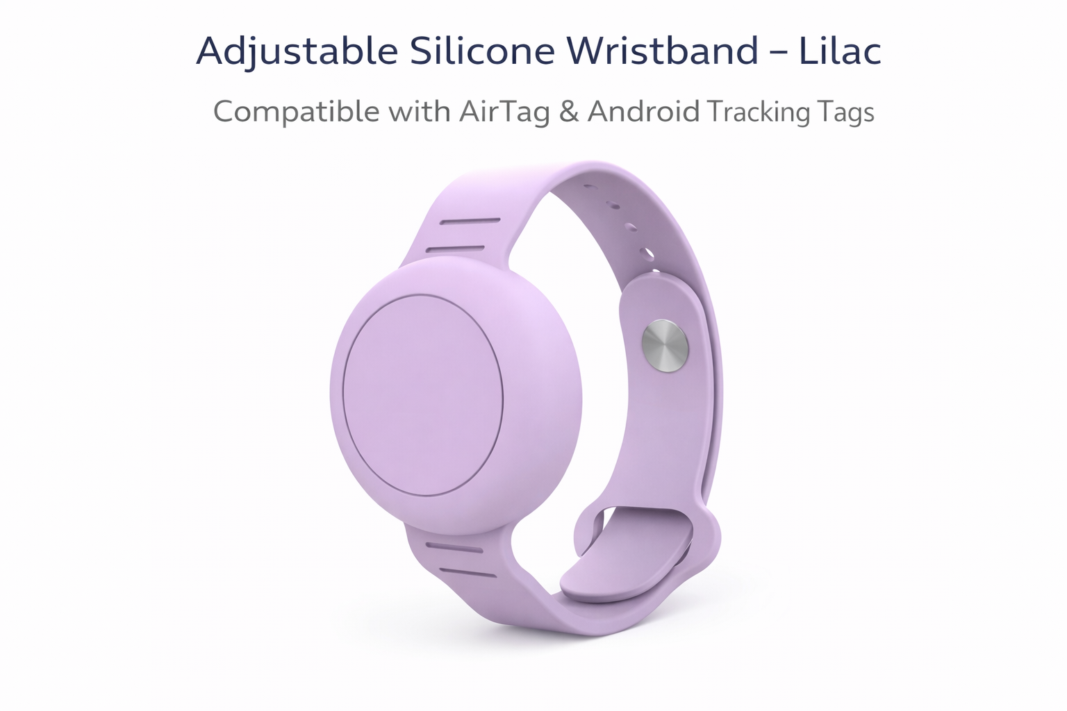 Adjustable Silicone Wristband – Lilac Compatible with AirTag & Android Tracking Tags