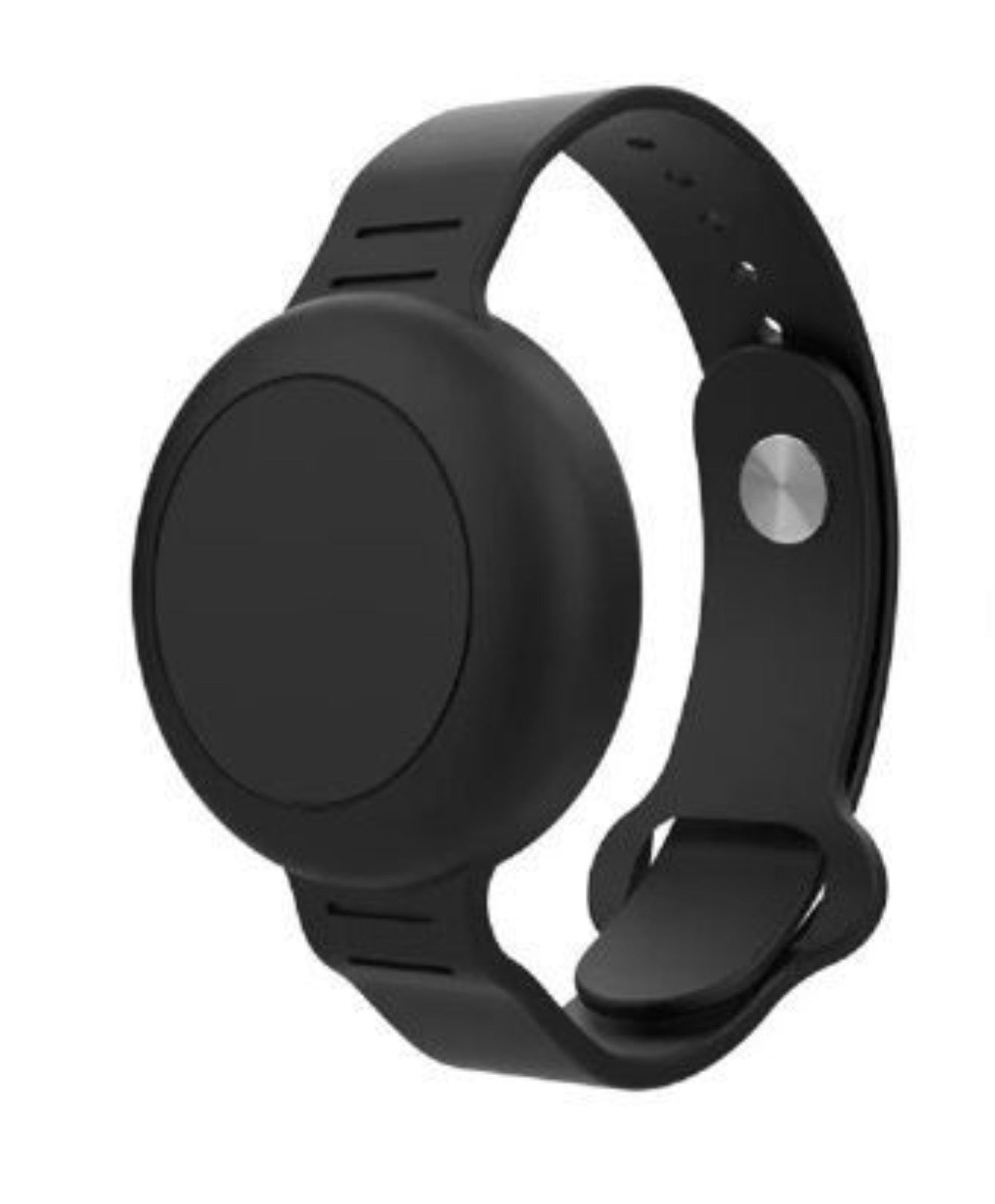 Adjustable Silicone Wristband – Black Compatible with AirTag & Android Tracking Tags